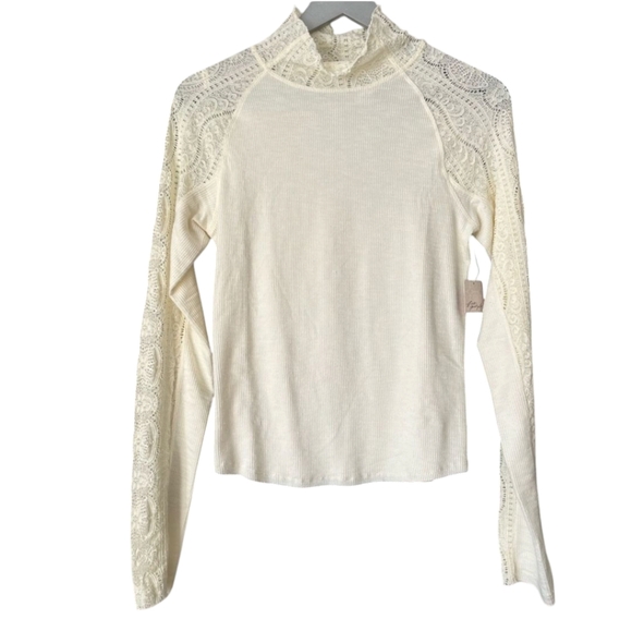 Free People Cream Lace Sleeve Blouse - Picture 10 of 12